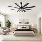 Industrial 72 Inch Large Ceiling Fan with Light Quiet Reversible DC Motor with Remote Control Ceiling Fan Adjustable Downrods Ceiling Fan Suit for Bedroom, Living Room