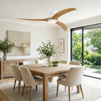 52 Inch Farmhouse Matte White Natural Wood Ceiling Fan with Lights & Remote Control, 6 Speed DC Motor Reversible Ceiling Fan