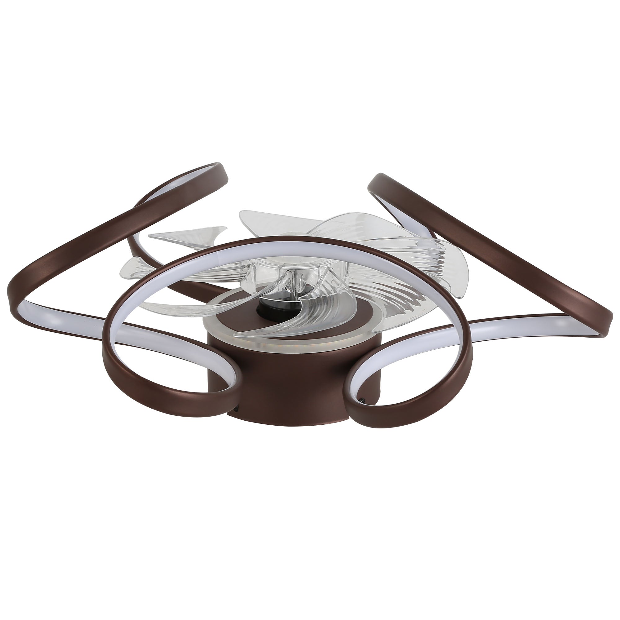 22 Inch Modern Smart Flush Mount Ceiling Fan with LED Lights and Remote, 6 Speeds DC Motor Bladeless Ceiling Fan for Low Profile