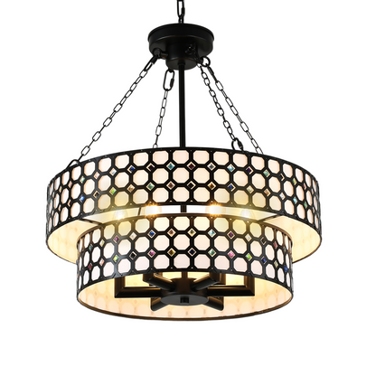 BD4083-Black/White Classic Industrial Chandelier, with Adjustable Chain and Light Kit, Creative Home Decor Light Fixture