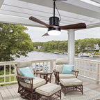 42 Inch Modern Farmhouse Smart Outdoor Ceiling Fan with Dimmable LED and Remote, 6 Speeds Waterproof Ceiling Fans Plug In Outside Patio Fan