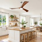 52 Inch Modern Farmhouse Stain Nickel Solid Wood Blade Ceiling Fan with Lights & Remote Control, 6 Speed DC Motor Reversible Ceiling Fan