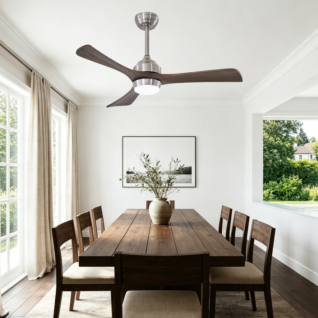 42 Inch Industrial Farmhouse Solid Wood 3 Blade Ceiling Fan with Lights & Remote Control, 6 Speed DC Motor Reversible Ceiling Fan