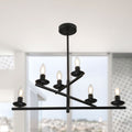 6 Lights Black/Chrome Finish Linear Industrial Chandelier, DIY Shape Linear Chandelier Dining Room Pendant Light