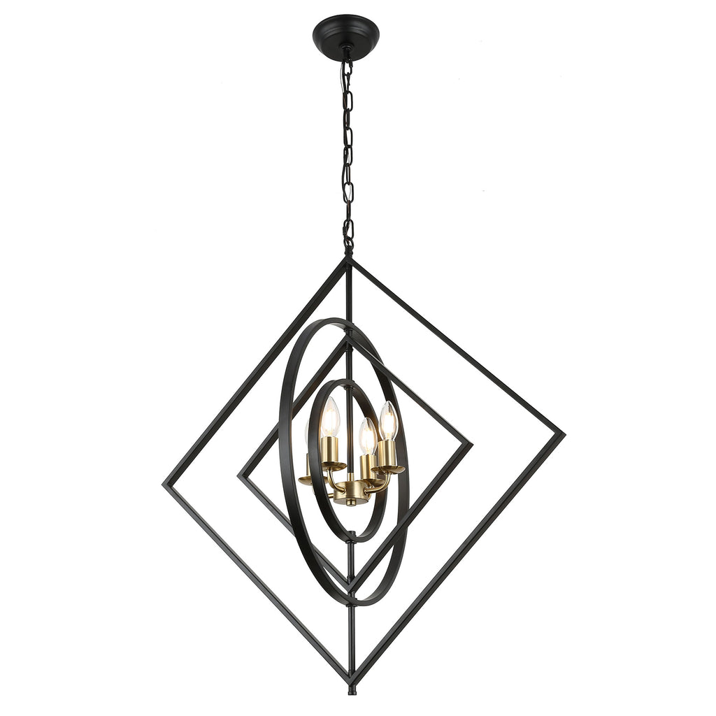 4 - Lights 30.6" Industrial DIY Shape Metal Chandelier with Adjustable Chain, Home Decoration Pendant Light