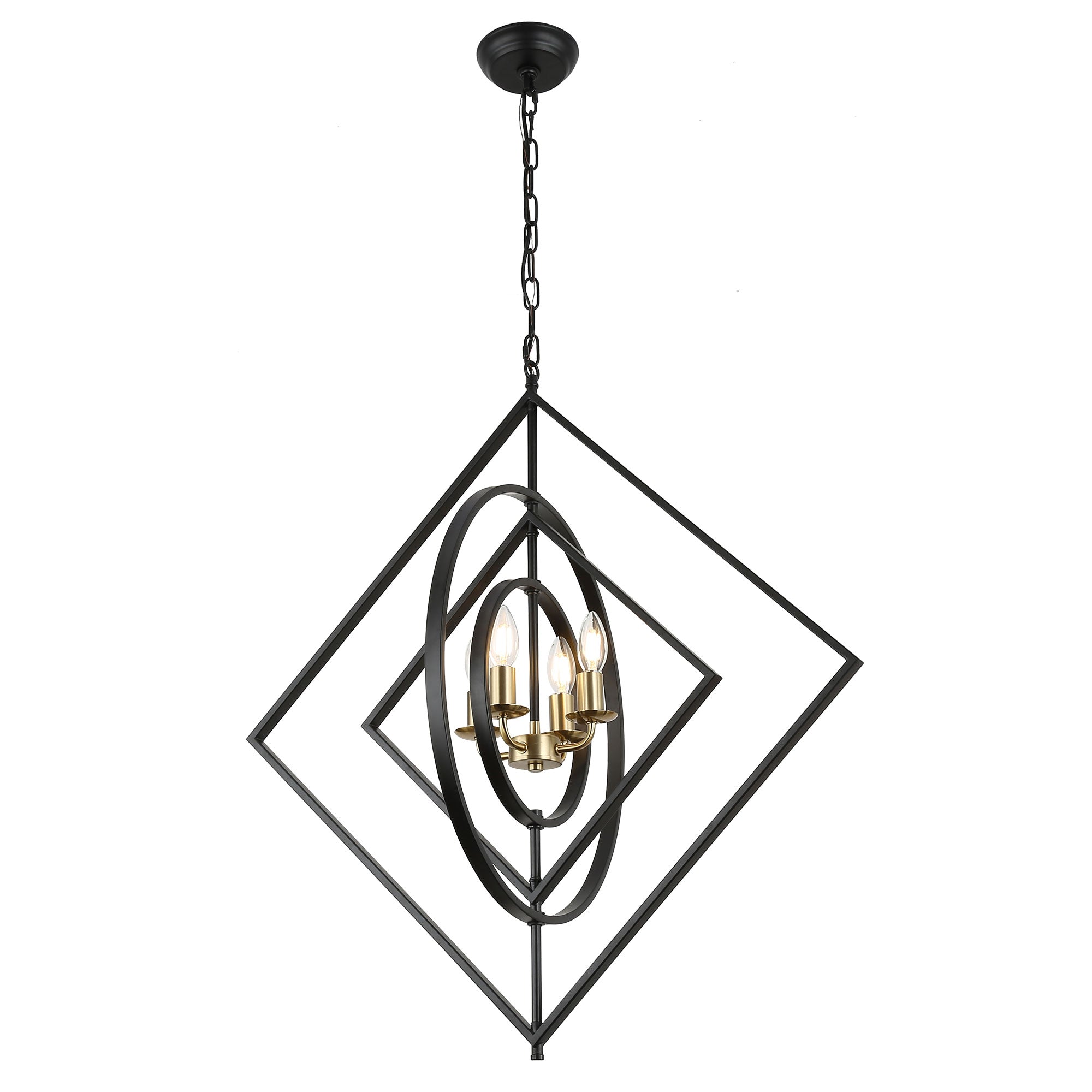 4 - Lights 30.6" Industrial DIY Shape Metal Chandelier with Adjustable Chain, Home Decoration Pendant Light