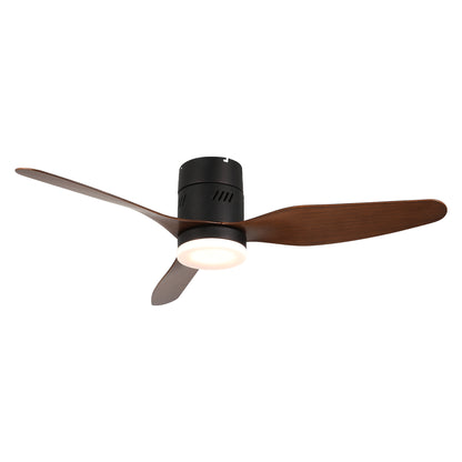 DC4601GED-46" 3 Blades Simple Modern Flush Mounted Reversible Ceiling Fan with Remote and LED Light Kit Included, 6-speed Dimmable Ceiling Fan