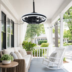 20 Inch Modern Smart Outdoor Caged Ceiling Fan with Dimmable LED Light, DC Motor 6 Speeds Waterproof Plug In Ceiling Fan