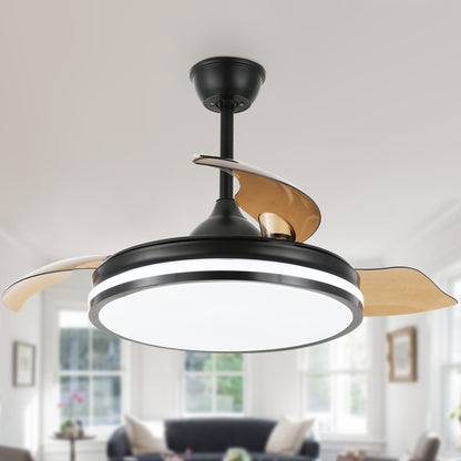 DC4260-42" Modern Simple Retractable Ceiling Fan, with Remote and LED Light Kit Included, DC Motor, 6 Speeds