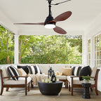 42 Inch Modern Farmhouse Smart Outdoor Ceiling Fan with Dimmable LED and Remote, 6-Speed 3-Blade Waterproof Ceiling Fans Plug In Outside Patio Fan