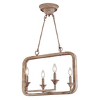 4 - Lights Rustic Distressed Wood Chandelier, 21" Vintage Farmhouse Chandeliers for Dining Room Kitchen Island Lighting