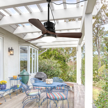 HW4201-GED-BellaDepot 24" Outdoor Modern Farmhouse LED Ceiling Fan with Remote Control, Plug in Ceiling Fan