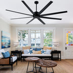 84 Inch Black Extra Large Ceiling Fan with Remote, 6 Speeds DC Motor Reversible Industrial Ceiling Fan for Large Room