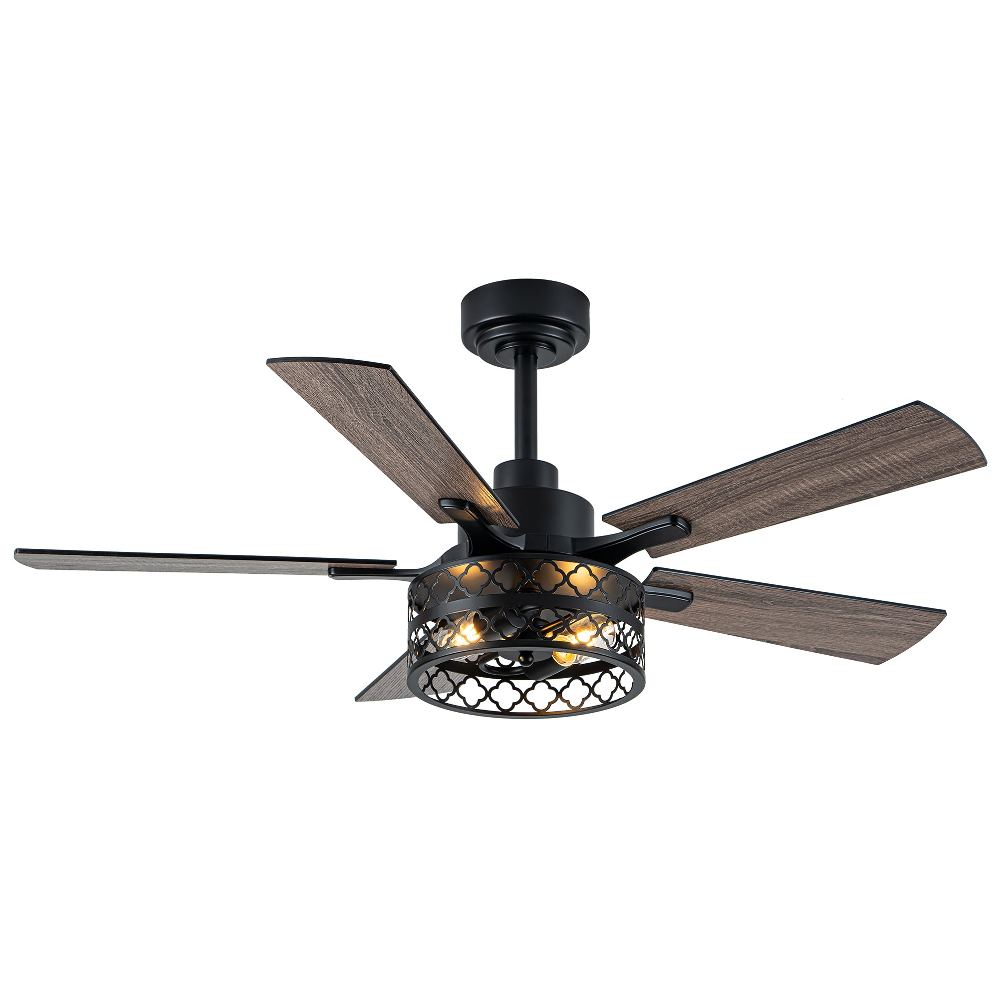 Farmhouse 46 Inch Metal Caged Ceiling Fan with Light Quiet Reversible DC Motor with  Remote Control Ceiling Fan Modern Wood Blades Ceiling Fan with Light Suit for Living room, Bedroom, Kitchen