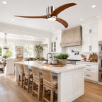 Farmhouse 52 Inch Flush Mount Ceiling Fan with LED Light Quiet DC Motor Ceiling Fan with Light 6-Speed Remote Control Ceiling Fan with Light Suit for Bedrooms, Living Rooms, Kitchens