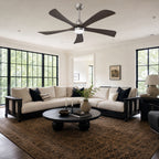 52 Inch Modern Farmhouse Solid Wood 3 Blade Ceiling Fan with Lights & Remote Control, 6 Speed DC Motor Reversible Ceiling Fan