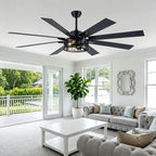 Farmhouse 72 Inch Caged Down Rods Ceiling Fan with Light Reversible Quiet DC Motor 6-Speed Ceiling Fan with Light Retro Remote Control Timming Ceiling Fan with Light Suit for Living Room, Bedroom, Kitchen