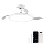 Modern 42 Inch Retractable Ceiling Fan with Light Dimmable LED Light and Quiet DC Motor Ceiling Fan Smart Control Ceiling Fan with Light Suit for Living Room, Bedroom and Kitchen