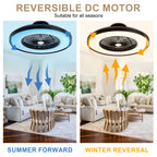 23 Inch Modern Smart Bladeless Ceiling Fan with Dimmable RGB LED Light and Remote,6 Speeds Flush Mount Ceiling Fan for Bedroom