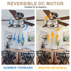 52 Inch Modern Glam Crystal Flush Mount Ceiling Fan with Lights and Remote, 6 Speeds DC Motor Reversible Low Profile Ceiling Fan