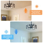 DC1903-BellaDepot 18.9" Gold/Black/Silver Finish Geometric Reversible Ceiling Fan with 6 Lights and Remote