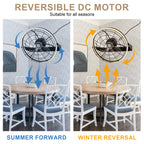 23 Inch Black Modern Wall Mounted Caged Ceiling Fan with Dimmable LED Lights and Remote, 6 Speeds Plug In Bladeless Ceiling Fan