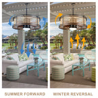 HW2307-BellaDepot 23.6" Imitation Rattan Outdoor Ceiling Fan with Remote and LED Lights, DC Motor 6 Speeds Ceiling Fan