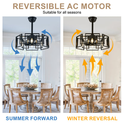 DC2029-19.69" Classic Reversible Ceiling Fan with Remote and 4 Lights, DC Motor 6 Speeds Ceiling Fan