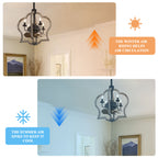 15 Inch Farmhouse Wood Caged Ceiling Fan with Lights and Remote Control, 3-Speed Reversible Bladeless Ceiling Fan for Bedroom