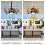 21 Inch Outdoor Waterproof Ceiling Fan with LED Light and Remote & APP Control, 6-Speed Reversible DC Motor Plug-in Ceiling Fan for Patio