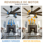 72 Inch Modern Ceiling Fan with LED Light and Remote Control, 6 Speed Reversible DC Motor Large Room Ceiling Fan for Living Room