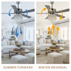 DC2017-BellaDepot 52" Luxury Crystal Chandelier Ceiling Fan with Remote and 3 Lights, Large Size Ceiling Fan