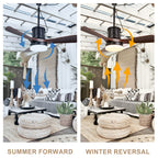 42 Inch Modern Farmhouse Smart Outdoor Ceiling Fan with Dimmable LED and Remote, 6 Speeds Waterproof Ceiling Fans Plug In Outside Patio Fan