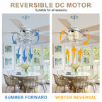 52 Inch Chrome Modern Luxury Crystal Ceiling Fan with Lights and Remote Control, 6 Speeds DC Motor Ceiling Fan