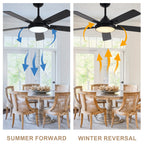52 Inch Black Modern Ceiling Fan with LED Light, 6-Speed Reversible DC Motor, 5 Dual-Finish Wood Blades, Remote Control, Adjustable Height