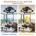 DC252007-BellaDepot 20" Compact Ceiling Fan, Rudder Shape Flush Mount Fan with Lights
