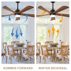 42 Inch Traditional Farmhouse Solid Wood 5 Blade Ceiling Fan with Lights & Remote Control, 6 Speed DC Motor Reversible Ceiling Fan