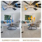 72 Inch Black/Gold/Chrome 8-Blade Modern Extra Large Ceiling Fan with LED Light and Remote, 6 Speeds DC Motor Reversible Ceiling Fan
