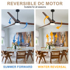 72 Inch Modern Farmhouse Extra Large Ceiling Fan with Dimmable LED Light and Remote, 6 Speeds DC Motor Reversible Ceiling Fan for Large Room