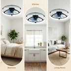 20 Inch Modern Flush Mount Ceiling Fan with LED Light Kit & Remote Control, 6 Speed DC Motor Reversible Ceiling Fan