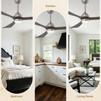 62 Inch Modern Industrial Large 3 Blade Ceiling Fan with Lights & Remote Control, 6 Speed DC Motor Reversible Ceiling Fan
