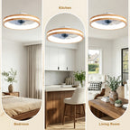 20 Inch Vintage Flush Mount Ceiling Fan with LED Light Kit & Remote Control, 6 Speed DC Motor Reversible Ceiling Fan