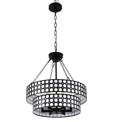 BD4083-Black/White Classic Industrial Chandelier, with Adjustable Chain and Light Kit, Creative Home Decor Light Fixture