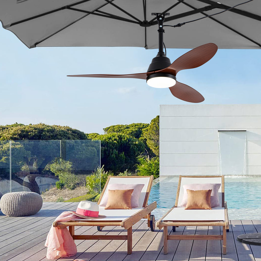 42 Inch Modern Farmhouse Smart Outdoor Ceiling Fan with Dimmable LED and Remote, 6-Speed 3-Blade Waterproof Ceiling Fans Plug In Outside Patio Fan