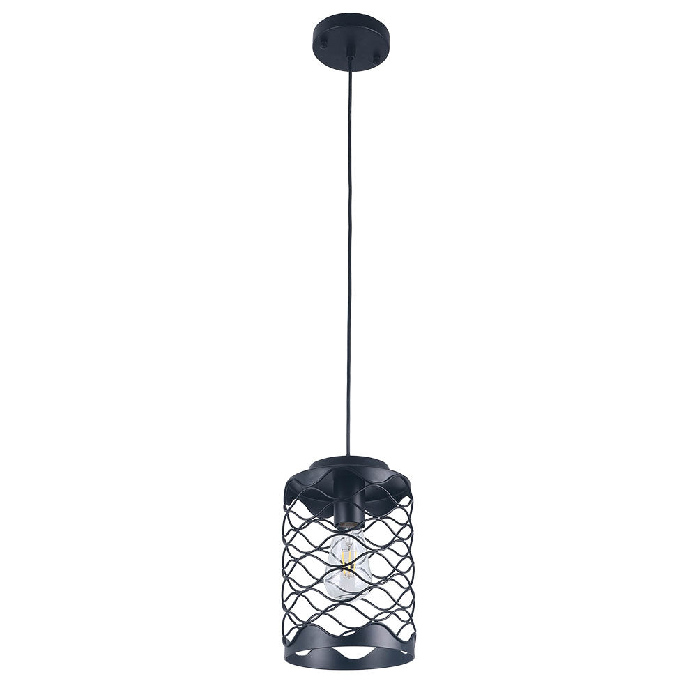 1 - Light Black Cylinder Pendant Light, 6.7" Dining Room Light Fixtures Kitchen Island Light