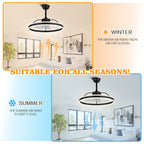 24 Inch Black/Gold/White/Coffee Modern Smart LED Ceiling Fan with Light and Remote, 6 Speeds DC Motor Fandelier Ceiling Fan