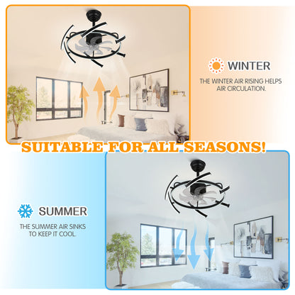 DC2405-24.4" DIY Shape Reversible LED Ceiling Fan with Remote and Light Kit Included