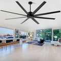 84 Inch Black Extra Large Ceiling Fan with Remote, 6 Speeds DC Motor Reversible Industrial Ceiling Fan for Large Room