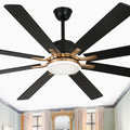 72 Inch Black/Chrome Modern Extra Large Ceiling Fan with LED Light and Remote, 6 Speeds 8-Blade DC Motor Reversible Ceiling Fan for Living Room
