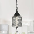1 - Light Black/Chrome Cylinder Crystal LED Pendant Light, 7.3" Dining Room Light Fixtures Kitchen Island Light